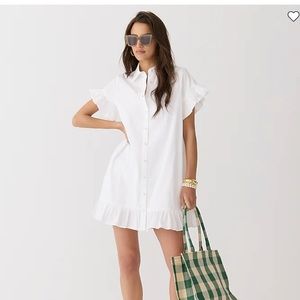 New J Crew Ruffle-hem shirtdress in cotton poplinItem BR461